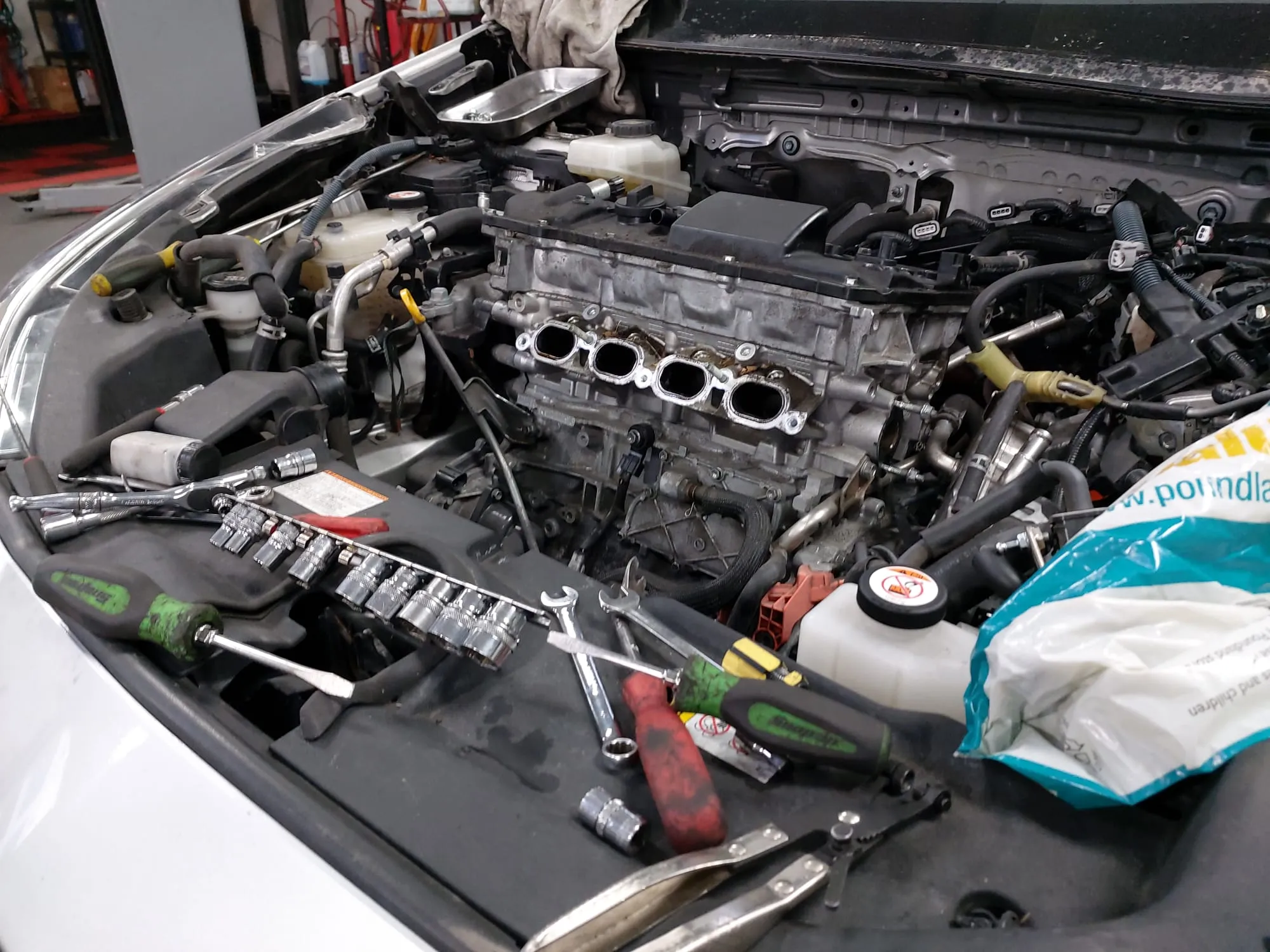 Car engine with tools
