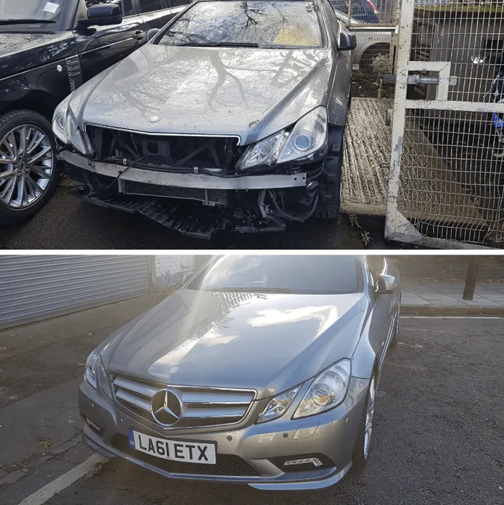 Before and after image of mercedes