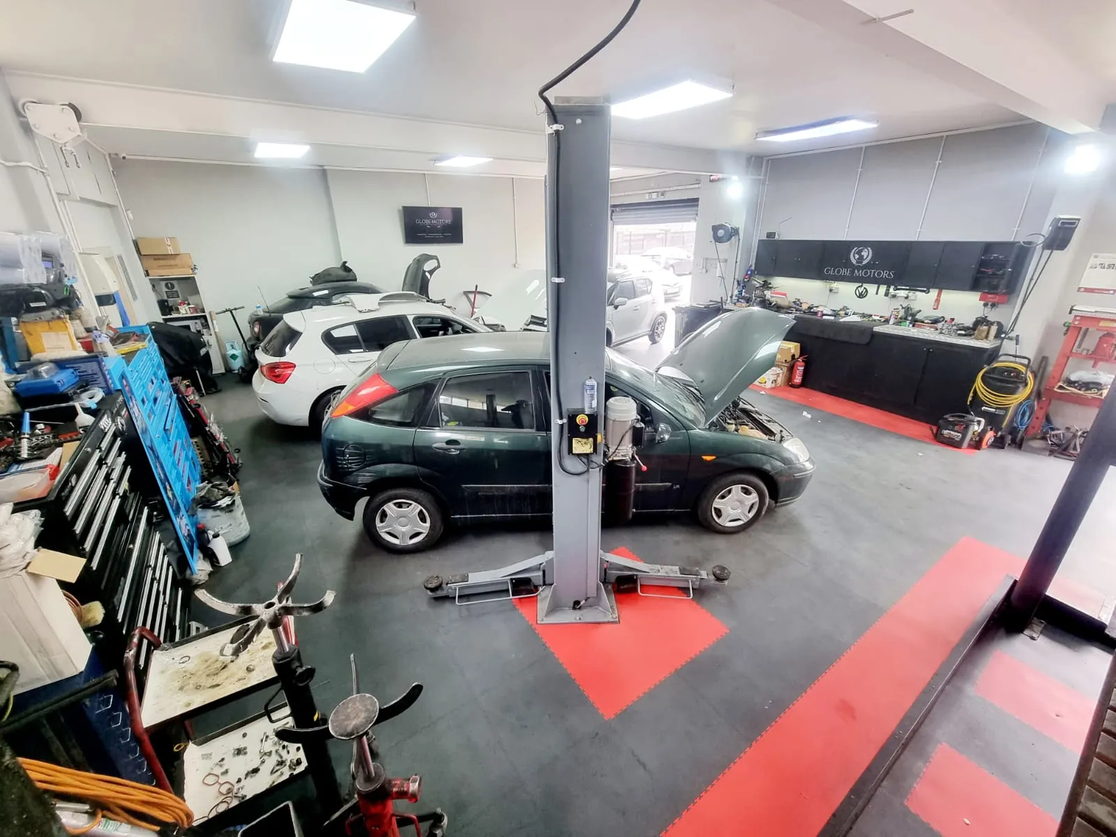 black and red garage floor